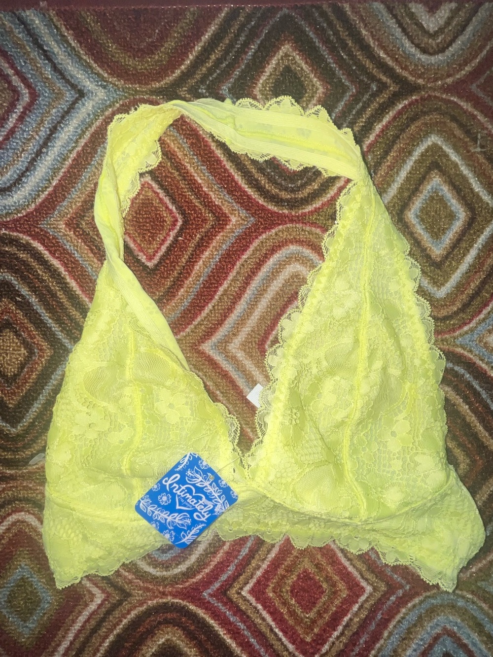 Free People Neon Yellow Lace Halter Top Bralette